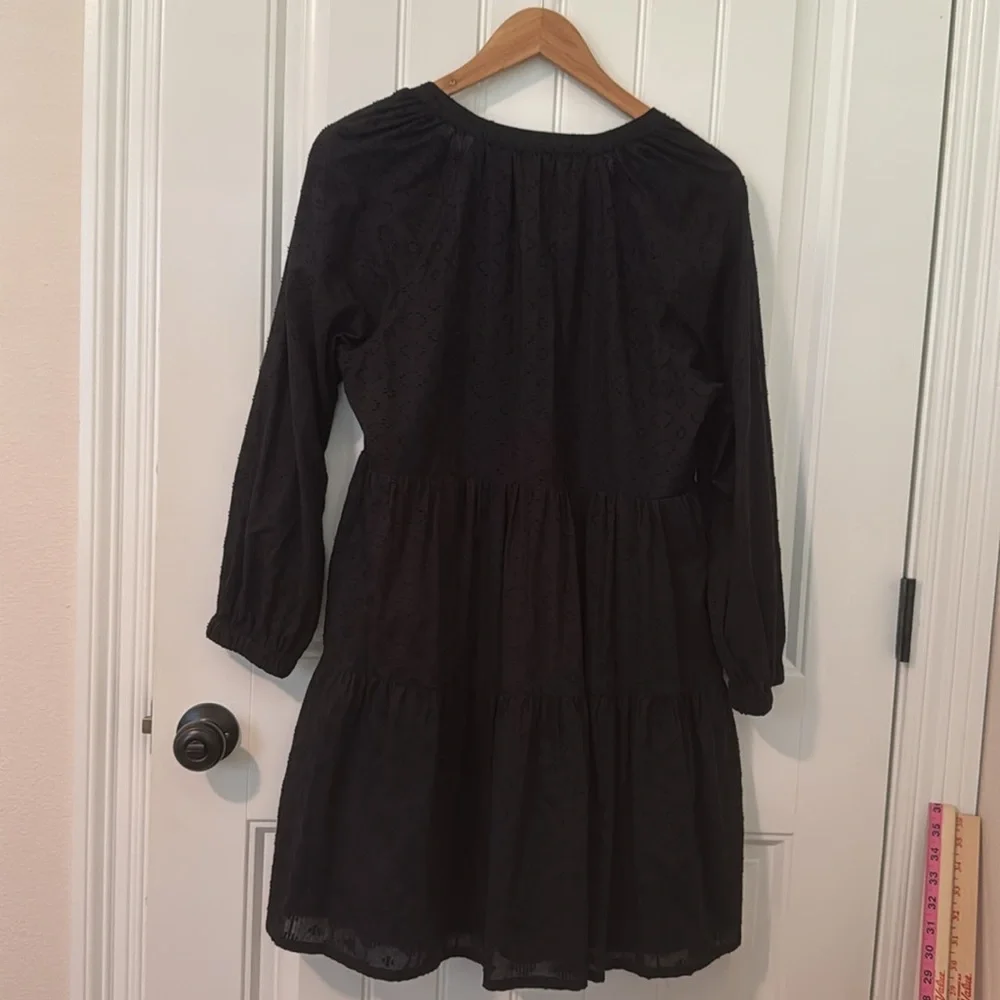 Vineyard Vines Tiered 3/4 Sleeve Dress Black Medium - Picture 2 of 7